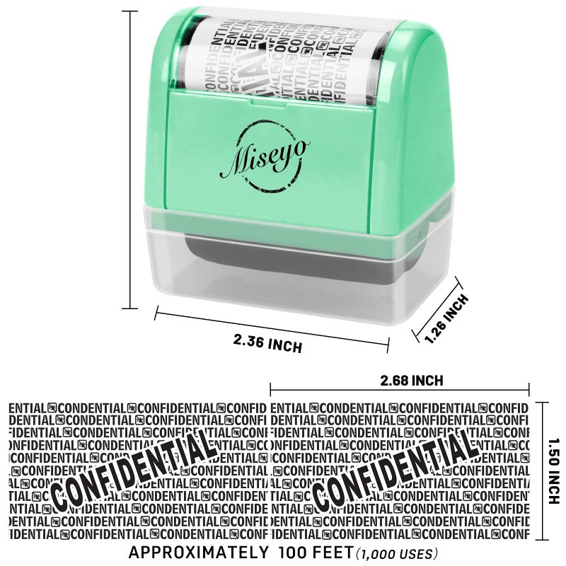Miseyo Wide Roller Stamp Identity Theft Stamp 1.5 Inch Perfect for Privacy Protection - Mint Green - Image 2